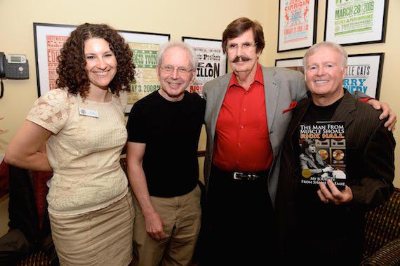 Pictured (L-R): The Country Music Hall of Fame and Museum’s Abi Tapia, writer Peter Guralnick, Rick Hall, and Heritage Builders Publishing’s Sherm Smith.  Photo: Jason Davis, Getty Images  