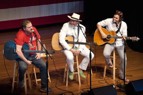 Pictured (L-R): Bob DiPiero, Robert Earl Keen and Charlie Worsham perform at the San Carlos Institute during the Key West Songwriter’s Festival on May 7, 2015, in Key West, FL. Photo: Erika Goldring. 