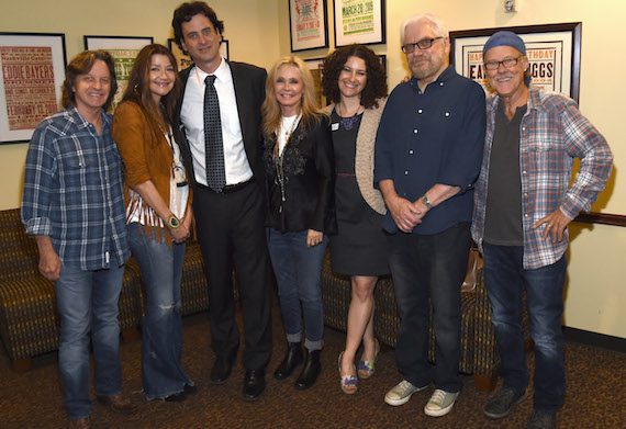 Pictured (L-R): Singer/Songwriters Jeff Hanna and Matraca Berg, Country Music Hall of Fame and Museum’s Peter Cooper, Singer/Songwriter Kim Carnes, Country Music Hall of Fame and Museum’s Abi Tapia, and singer/songwriters Billy Panda and Dave Ellingson. Photo: Rick Diamond, Getty Images