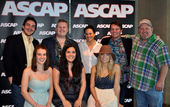 Pictured (L-R): top row- Nick Carpenter, Kyle Crownover, ASCAP VP LeAnn Phelan, Zach Russell, MTSU Songwriting Concentration Coordinator Odie Blackmon bottom row- Maybe April’s Alaina Stacey, Kristen Castro, and Katy Bishop