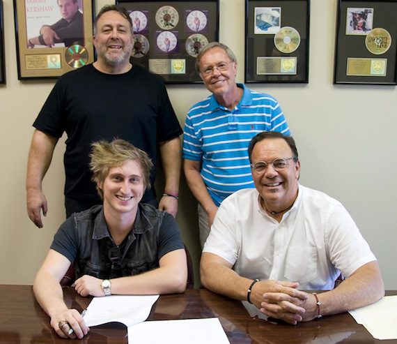 Seated (L-R): Zach Lockwood and Chris Hunter, Pres. Old Gringo Music. Standing: Kenneth Wright, Pres. Dis Keef Music and Orville Almon, Jr., ESQ., Almon &   McPike, PLLC 