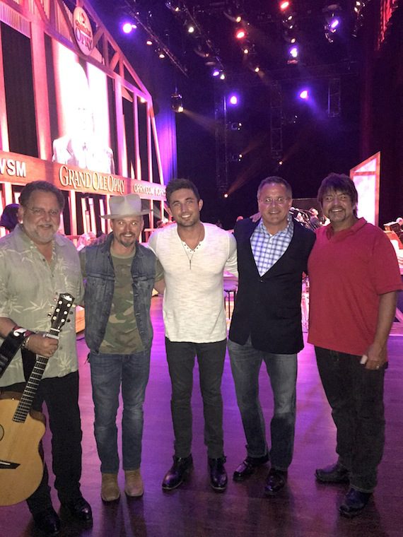  Pictured (L-R): Tony Conway (Ontourage Management), Justin Luffman (VP Brand Management), Michael Ray, Pete Fisher (VP & GM, Grand Ole Opry), Jeff Bates
