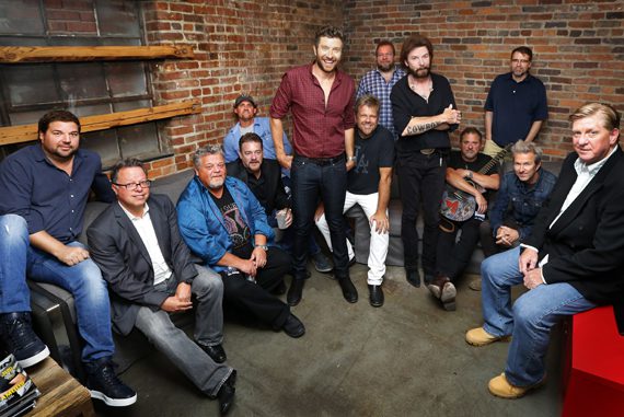 Pictured (L-R): Dallas Davidson; Don Maggi, Front and Center Executive Producer; Craig Wiseman; Rob Beckham, co-head of WME Nashville and CMA Board member; Neil Thrasher; Brett Eldredge; Wendell Mobley; Scott Scovill, CEO and Director of Moo Creative and CMA Board member; Ronnie Dunn; Bob DiPiero, songwriter and CMA Board member; Tony Martin; Tommy Lee James; and Denis Gallagher, Front and Center Executive Producer. Photo: Donn Jones