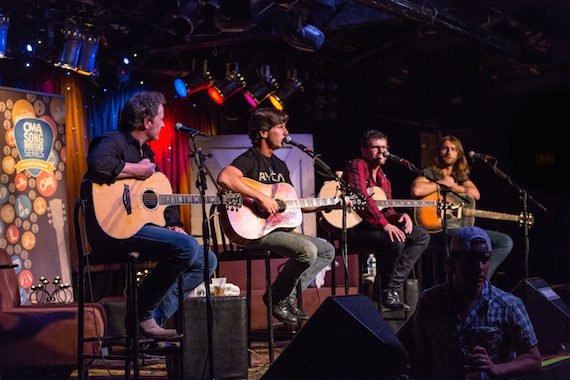 Pictured: (L-R) Jim Collins, Brett James, Lee Thomas Miller, and Ryan Hurd perform during the CMA Songwriters Series at Joe's Bar Thursday night in Chicago