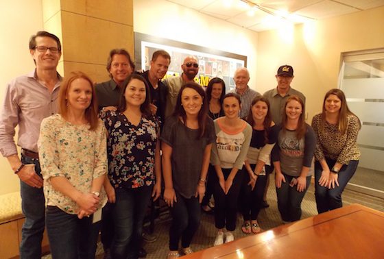 Pictured (L-R): Cass Scripps - APA Booking, Brinson Strickland - The Collective Stacey Cato (Manager, Music Strategy) - CMT, Corey Smith Leslie Fram ( SVP, Music Strategy) - CMT, Cliff O'Sullivan - Rounder Label Group, David Newmark – Rounder Label Group. Front Row (L-R)  - Donna Duncan (Manager, Talent Relations) - CMT, Rachel Cunningham - The Collective, Jordan Stephens (Coordinator, Music Strategy) - CMT, Jen Morrison (Sr. Manager, Social Media) - CMT, Claire Heinichen (Coordinator, Social Media) - CMT, Katie Roth (Social Media) - CMT, Jennifer Dichiara (Consumer Marketing) - CMT