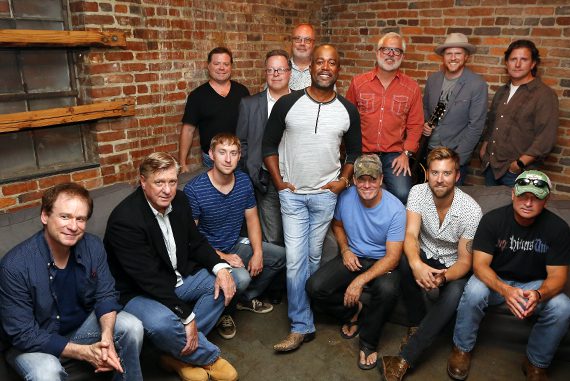 Pictured (L-R): Seated: Clay Mills; Denis Gallagher, Front and Center Executive Producer; Ashley Gorley; Casey Beathard; Charles Kelley; Tim James. Standing: Frank Rogers; Don Maggi, Front and Center Executive Producer; Mike Dungan, Chairman/CEO UMG Nashville and CMA Board member; Darius Rucker; Rivers Rutherford; Nathan Chapman; Chris DuBois. Photo: Donn Jones