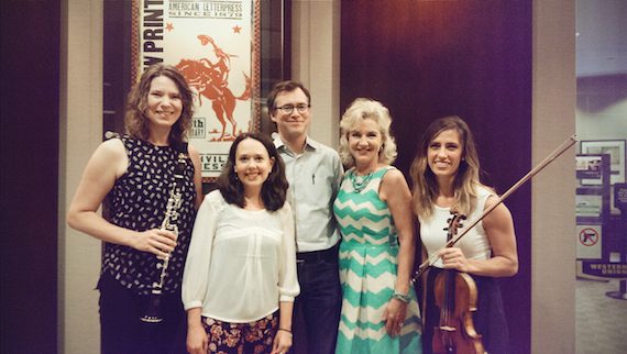 L to R: Emily Bowland (performing musician), Kelly Corcoran (Artistic Director of Intersection), Craig Havighurst (Intersection Board member), Lisa Harless (Regions Bank Senior Vice President), and Alicia Enstrom (performing musician). 