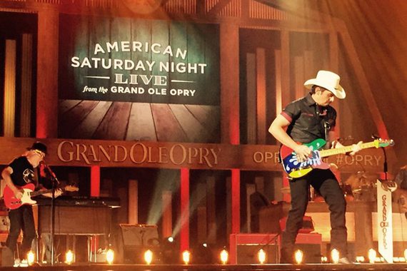 Brad Paisley on August 31 at the Opry filming. Photo: Opry