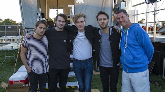 COIN1: Members of Nashville-based BMI band COIN pose with BMI’s Mark Mason before their set on the BMI stage at Loufest. 
