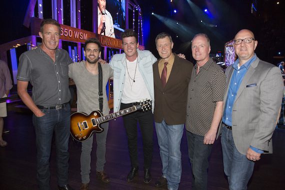 Pictured (L-R): TKO Artist Management’s TK Kimbrell, Waterloo Revival’s Cody Cooper and George Birge, Grand Ole Opry’s Bill Cody, TKO Artist Management’s Mark Sissel and Big Machine Records’ Jack Purcell. Photo: Chris Hollo