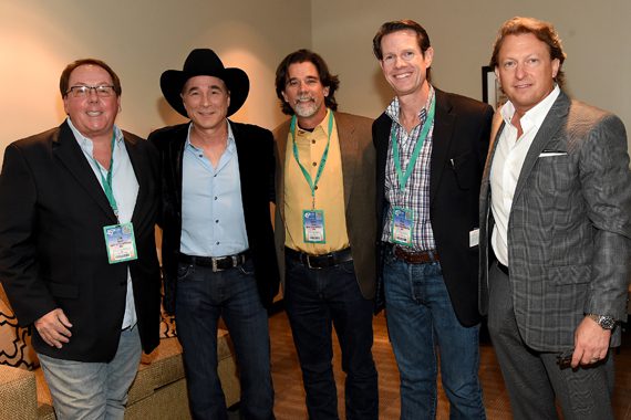 Pictured (L-R): Agency for the Performing Arts' Jim Gosnell, Clint Black, Agency for the Performing Arts' Steve Lassiter and Cass Scripps, and Brinson Strickland of The Collective LA pose backstage at the Honors and Awards Ceremony during the IEBA 2015 Conference. Photo: Rick Diamond/Getty Images for IEBA