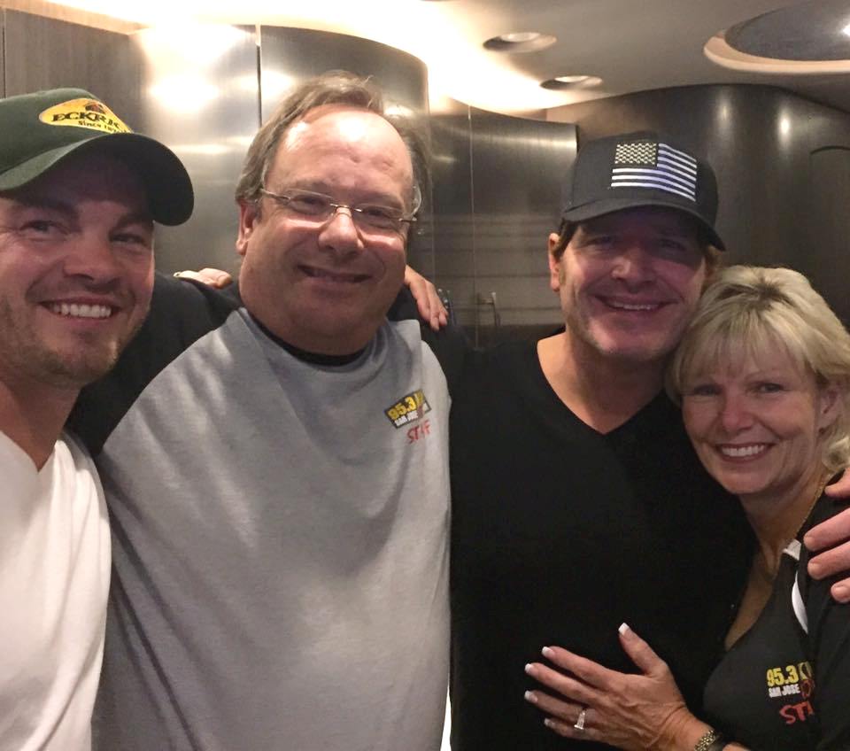 Pictured (L-R): Opening act Chris Giles, KRTY General Manager Nate Deaton, Niemann, and KRTY General Sales Manager Tina Ferguson.