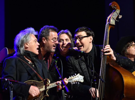 Pictured (L-R): Marty Stuart, Vince Gill, Harry Stinson, Chris Scruggs and Kenny Vaughan. (Photo by John Shearer/Getty Images for CMHOF)