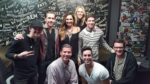Pictured: (L-R, back row): Backroad Anthem members; Ashley Gearing, BMI songwriter; Leslie Roberts, BMI. Front Row: Mark Mason, BMI; Craig Strickland, Backroad Anthem; Perry Howard, BMI