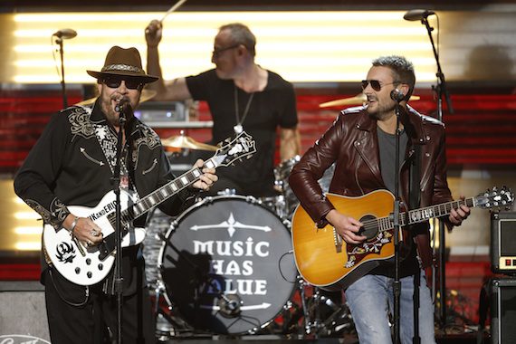 Pictured (L-R): Hank Williams Jr and Eric Church. Photo: John Russell/CMA 