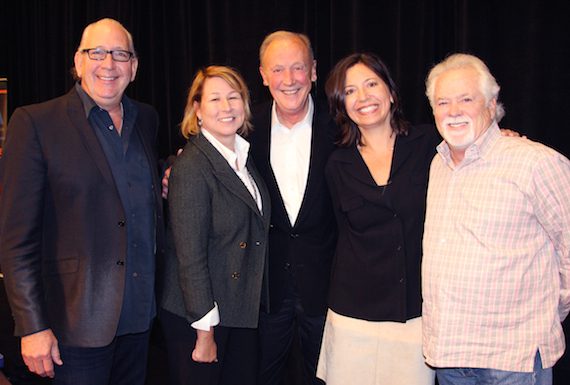 Pictured (L-R): John Esposito, incoming Chairman of the CMA Board and President and CEO of Warner Music Nashville; Sarah Trahern, CMA Chief Executive Officer; Frank Bumstead, outgoing CMA Board Chairman and Chairman of Flood, Bumstead, McCready & McCarthy, Inc.; Sally Williams, incoming CMA Board President and General Manager of Ryman Auditorium; and Bill Simmons, incoming CMA Board President-Elect and Vice President at The Fitzgerald Hartley Company. (Not pictured: Jessie Schmidt, returning CMA Board Secretary/Treasurer and President of Schmidt Relations.) Photo: Christian Bottorff / CMA