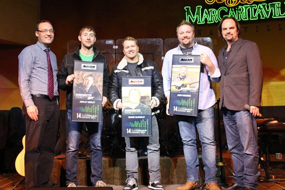 Pictured (L-R): MusicRow's Craig Shelburne, songwriters Ashley Gorley, Shane McAnally and Josh Osborne, and MusicRow's Sherod Robertson.