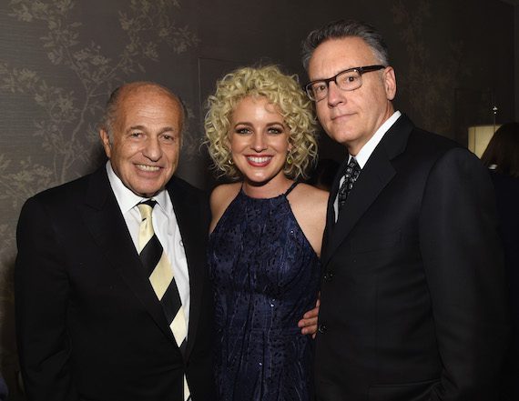 Pictured (L-R):  Sony Music Entertainment CEO Doug Morris, Cam, and Sony Music Nashville Chairman & CEO Randy Goodman. Photo: Larry Busacca/Getty Images