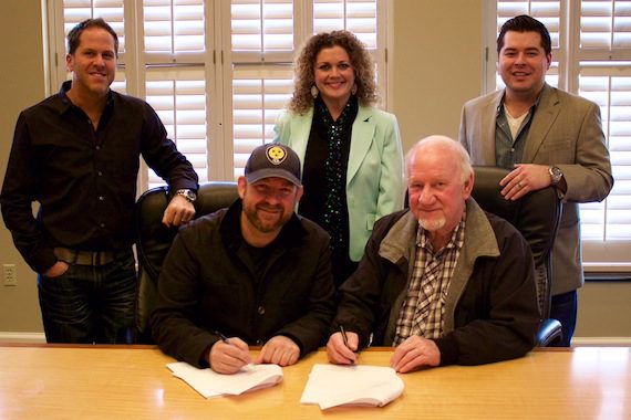 Pictured (L-R, Bottom Row): Kristian Bush; BBR Music Group CEO/President Benny Brown; (Top Row) BBR Music Group EVP Jon Loba; Magic Mustang Music VP of Publishing Juli Newton-Griffith; BBR Music Group Legal & Financial Affairs Colton McGee