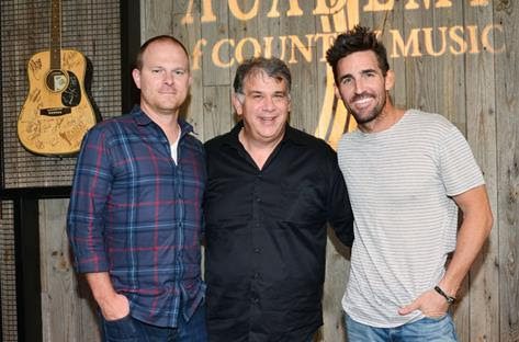 Photo (L-R): Brandon Gill, Morris Artist Management & ACM Board Member, Bob Romeo, Academy of Country Music, and Jake Owen. Photo credit: Courtesy of the Academy of Country Music 