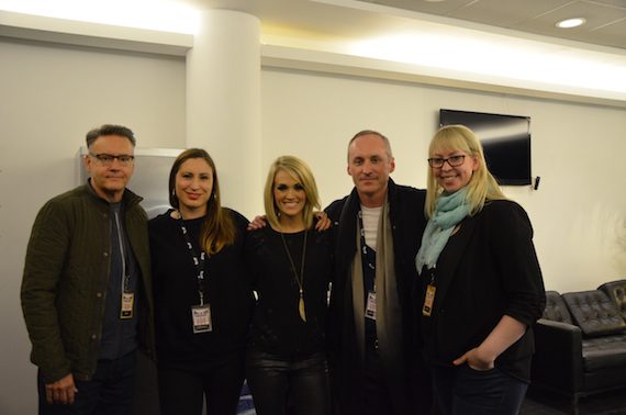 Pictured (L-R): Randy Goodman, Chairman & CEO, Sony Music Nashville; Steph Seager, Senior Radio Promotion Manager, Sony Music Entertainment UK; 19 Recordings/Arista Nashville's Carrie Underwood; Mark Terry, Co-President, Columbia, Sony Music Entertainment UK; Ann Edelblute, Underwood's manager (The HQ). 