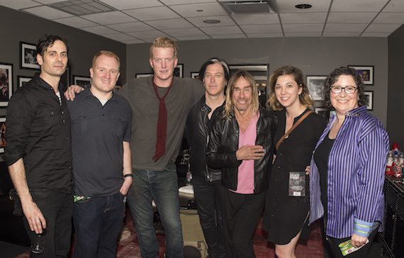 Dean Fertita, SAG-AFTRA's Josh Reese, musicians Josh Homme, Troy Leeuwen and Iggy Pop, BMI's Lauren Branson and SAG_AFTRA's Stefanie Taub gather for a photo backstage during SXSW at the ACL Live at the Moody Theater on March 16, 2016, in Austin, TX. (Erika Goldring Photo)
