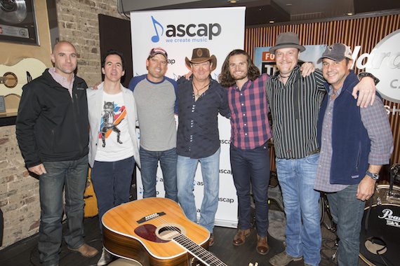 Pictured (L-R): Robert Filhart, ASCAP; JT Harding; Trent Willmon; Tracy Lawrence; Hunter Phelps; Rick Huckaby; Michael Martin, ASCAP. 