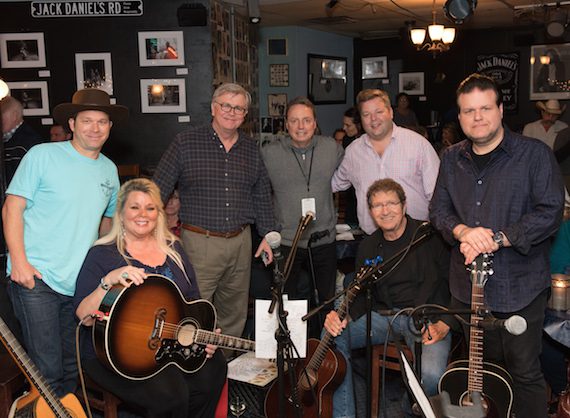 Pictured (L-R), Standing: BMI songwriter Scotty Emerick, BMI’s Phil Graham, Jody Williams and Bradley Collins, BMI songwriter Bobby Tomberlin. Seated: BMI songwriters Leslie Satcher and Mac Davis. 
