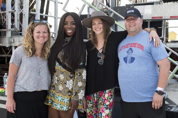 Pictured (L-R): Nina Carter, BMI; Jessy Wilson and Kallie North of Muddy Magnolias; Bradley Collins, BMI. (Erika Goldring Photo)