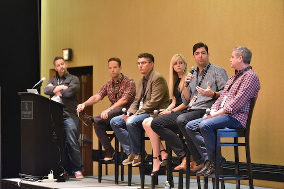 From left: Wayne Leeloy (G7 Entertainment Marketing), Brad Turcotte (Universal Music Group Nashville), Eric Scheirer (Bose), Megan Sykes (CAA), Jim Stabile (Vector Management), and Barry O’Connell (Marketing Professional) speak during the Brand & Strategic Partnerships Summit. 