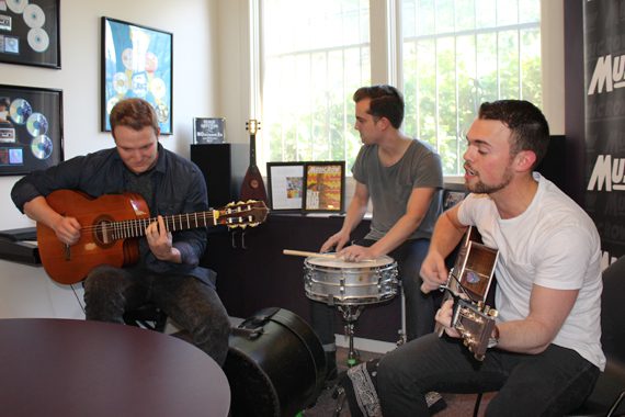Sammy Arriaga performs for MusicRow staff.