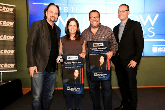 Pictured (L-R): Sherod Robertson, MusicRow; Lori McKenna; Kent Earls, Universal Music Publishing Group Nashville; Craig Shelburne, MusicRow. Photo: Moments By Moser