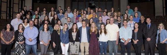 Sony Music Nashville staff at the Country Music Hall of Fame with Museum Editor Peter Cooper. Photo: Alan Poizner