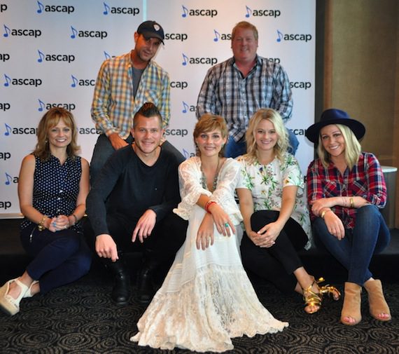 Pictured (L-R): ASCAP's Kele Currier and Michael Martin, Brandon Robert Young, Clare Bowen, ASCAP's Mike Sistad and Beth Brinker, and ROAR's Caitlin Stone