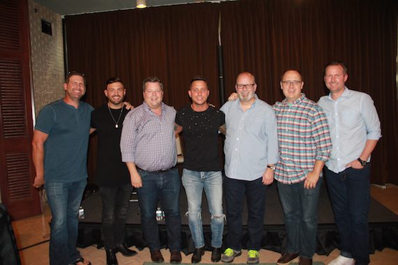 Pictured: (L-R): BMI songwriter Tommy Cecil, manager Zach Beebe, BMI’s Bradley Collins, BMI singer-songwriter Carter Winter, producer Mark Bright, producer Chad Carlson, and APA’s Jim Butler. 