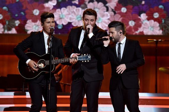 Dan Smyers from Dan + Shay, Chris Young, Shay Mooney from Dan+ Shay. Photo by John Shearer/Getty Images for ACM