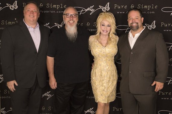 Pictured (L-R): Kirt Webster, President, Webster Public Relations; John Marks, Global Head of Country, Spotify; Dolly Parton; Danny Nozell, Manager, CTK Management.