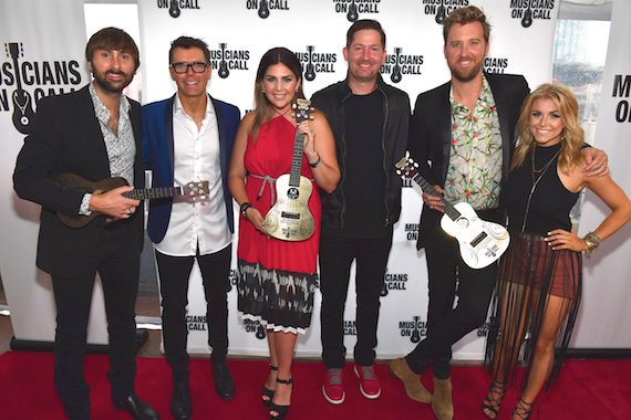Pictured (L-R): Dave Haywood, Bobby Bones, Hillary Scott, Pete Griffin, Charles Kelley, and Lindsay Ell.