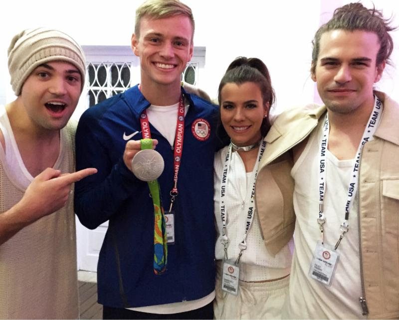 The Band Perry with U.S. Olympic diver Steele Johnson. Photo: Owen Thomas 