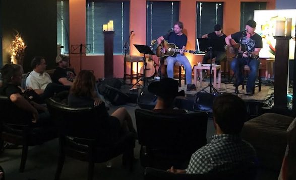 Lance Miller (right) and Jerrod Niemann perform at Warner/Chappell