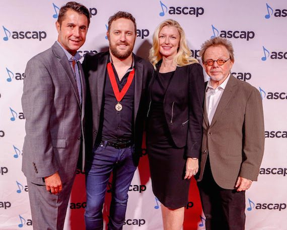 Pictured (L-R): ASCAP VP of Membership Michael Martin, Song of the Year co-writer/Songwriter of the Year Ben Glover, ASCAP CEO Elizabeth Matthews, ASCAP President and Chairman Paul Williams