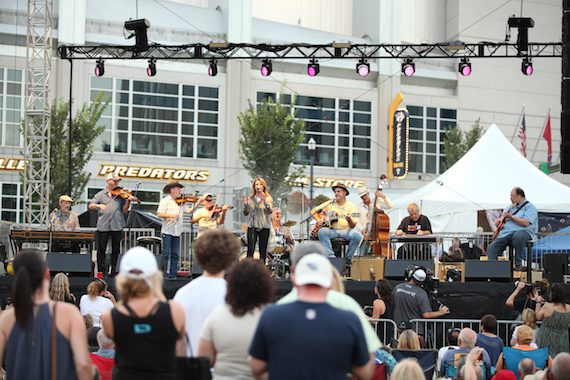 Patty Loveless (center) performs with Grammy-nominated ensemble The Time Jumpers, featuring Jeff Taylor, Larry Franklin, Kenny Sears, Joe Spivey, Billy Thomas, Vince Gill, Brad Albin, Paul Franklin, and Andy Reiss.