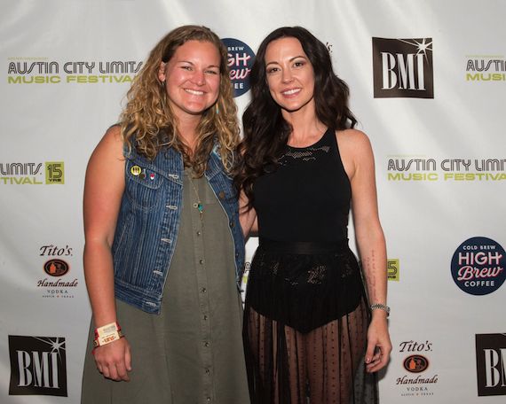 BMI Americana artist Amanda Shires poses with BMI’s Nina Carter backstage at the BMI stage at ACL Fest.