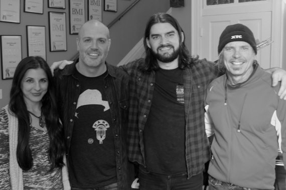 Pictured (L-R): 3 Ring Circus Music Director of A&R/Artist Management Casey Le’Vasseur, 3 Ring Circus Music GM Darrell Franklin, Davis Naish, 3 Ring Circus Music President Jeffrey Steele. Photo: Colin M Lewis - Stella Cadente ENT