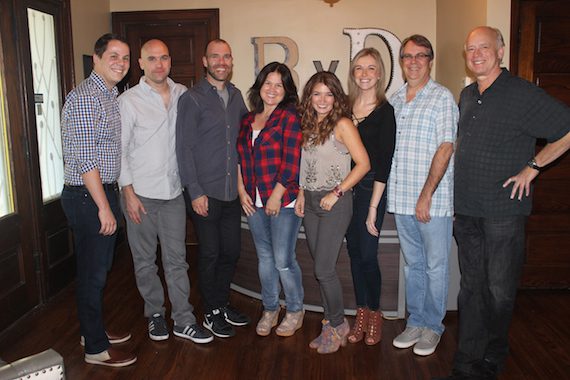 Pictured (L-R): Dustin Kovacic, Attorney, Dickinson Wright; Robert Filhart, Creative Director, ASCAP; Austen Adams, Attorney, Dickinson Wright; Carla Wallace, Co-Owner, Big Yellow Dog; Tenille; Lauren Funk, Creative Manager, Big Yellow Dog; Matt Lindsey, VP Creative, Big Yellow Dog; Kerry O'Neil, Co-Owner, Big Yellow Dog