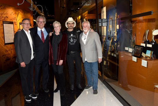 Pictured (L-R): Chairman & CEO of Sony Music Nashville Randy Goodman, Country Music Hall of Fame and Museum CEO Kyle Young, Carolyn Tate, Singer-songwriter Brad Paisley and Bill Simmons of The Fitzgerald Hartley Company. Photo: by Rick Diamond/Getty Images for Country Music Hall of Fame & Museum