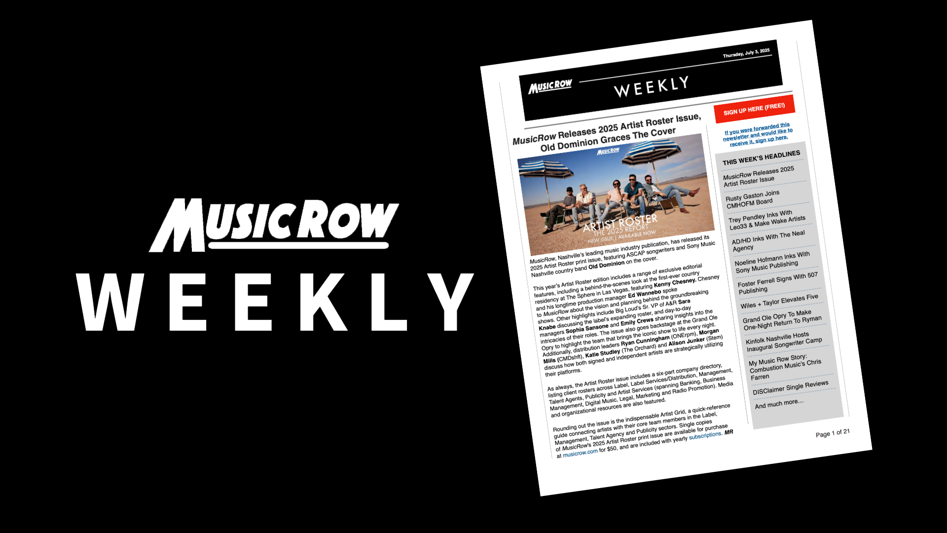 MusicRow Weekly (Artist Roster, News, Charts, More…)