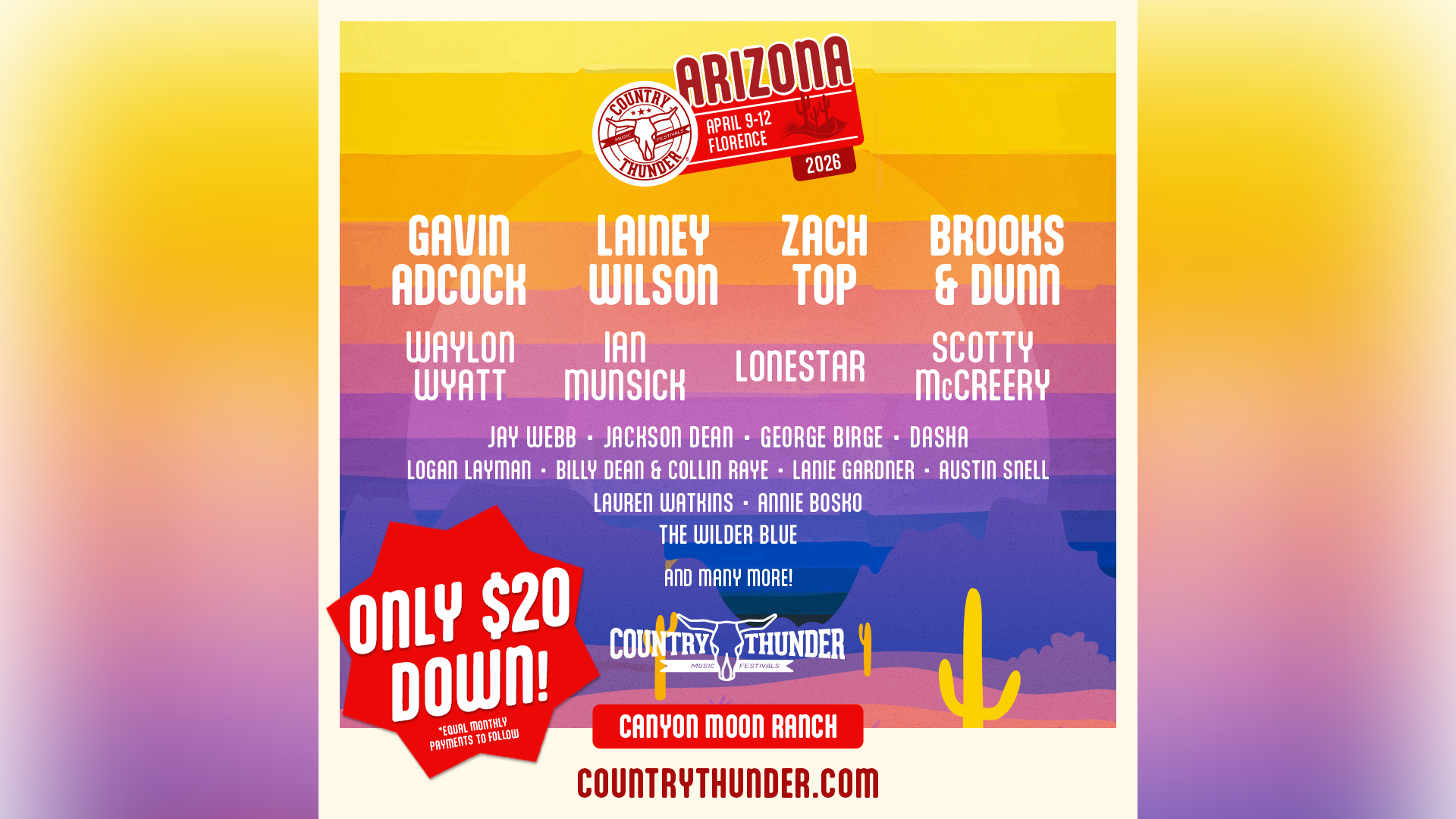 Lainey Wilson, Zach Top Among Country Thunder Arizona 2026 Headliners