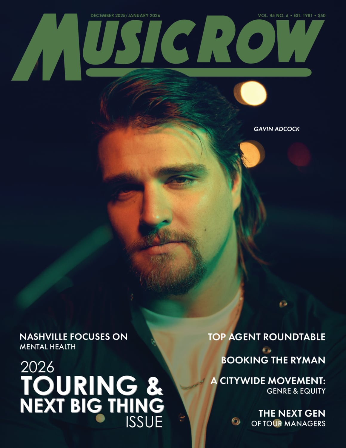 MusicRow's 2026 Touring & Next Big Thing Issue Features Gavin Adcock On ...