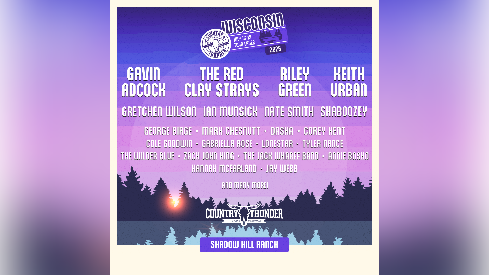 Keith Urban, Riley Green Among Country Thunder Wisconsin 2026 Headliners